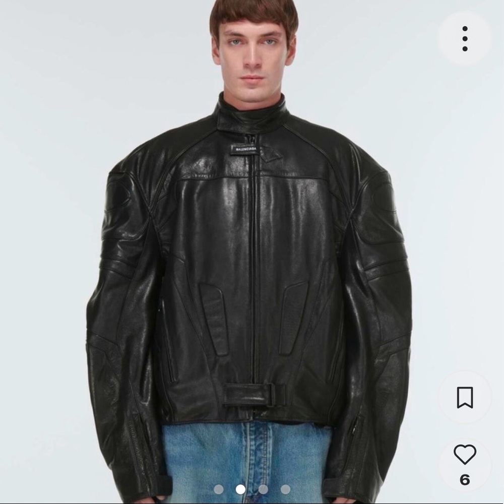 Balenciaga Leather Moto Jacket - oversized fit size L